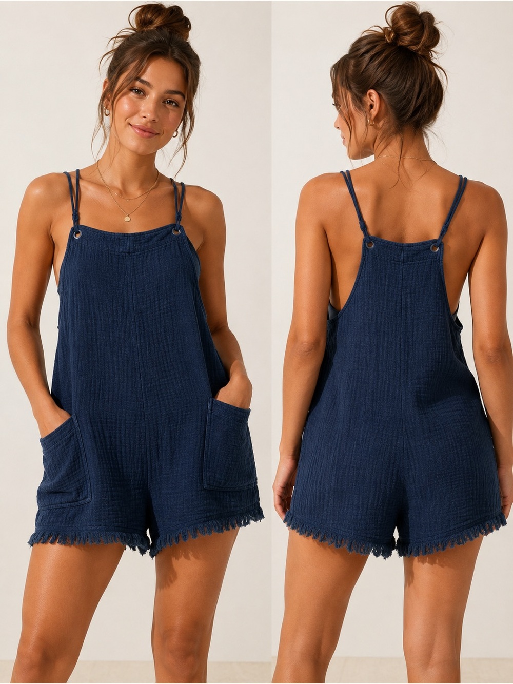 Aerie NWT Cotton Gauze Romper Navy Blue Size Small